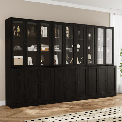 106.3" W Book Cabinet Storage Bookcase, 5-Tier Modern Bookshelves With 18 Doors