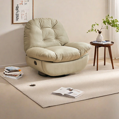 Ergonomic faux leather rotating recliner chair