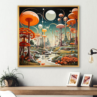 Rêves de champignons colorés Mid-Century Mid-Century I - impression