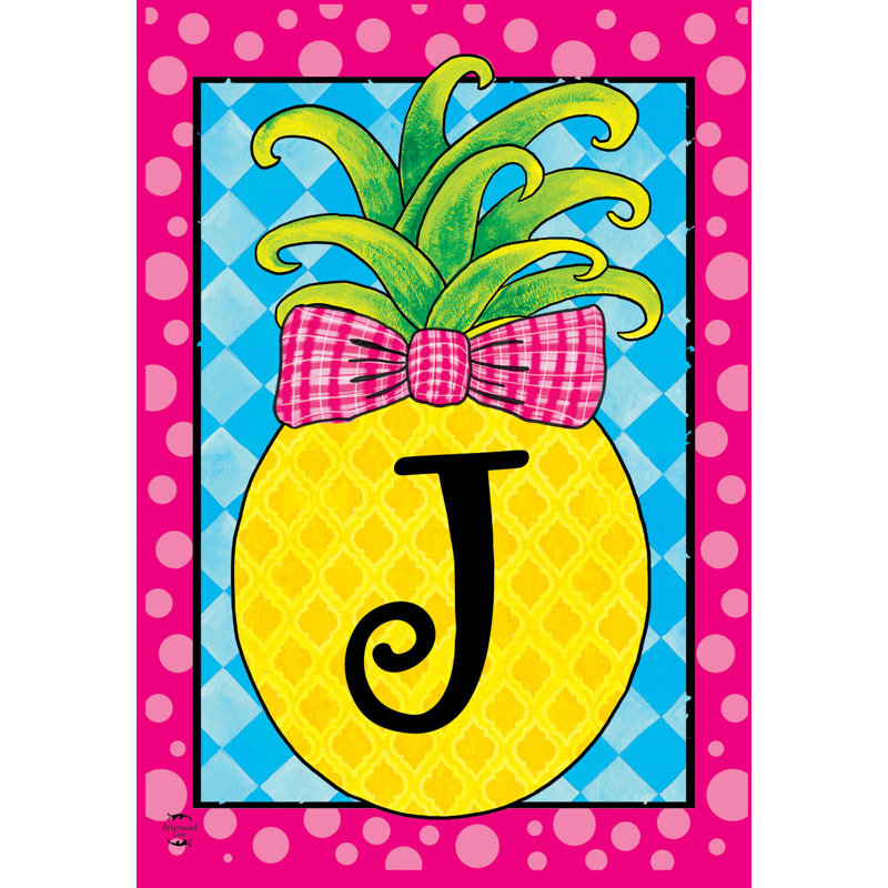 Pineapple Monogram Letter J Garden Flag