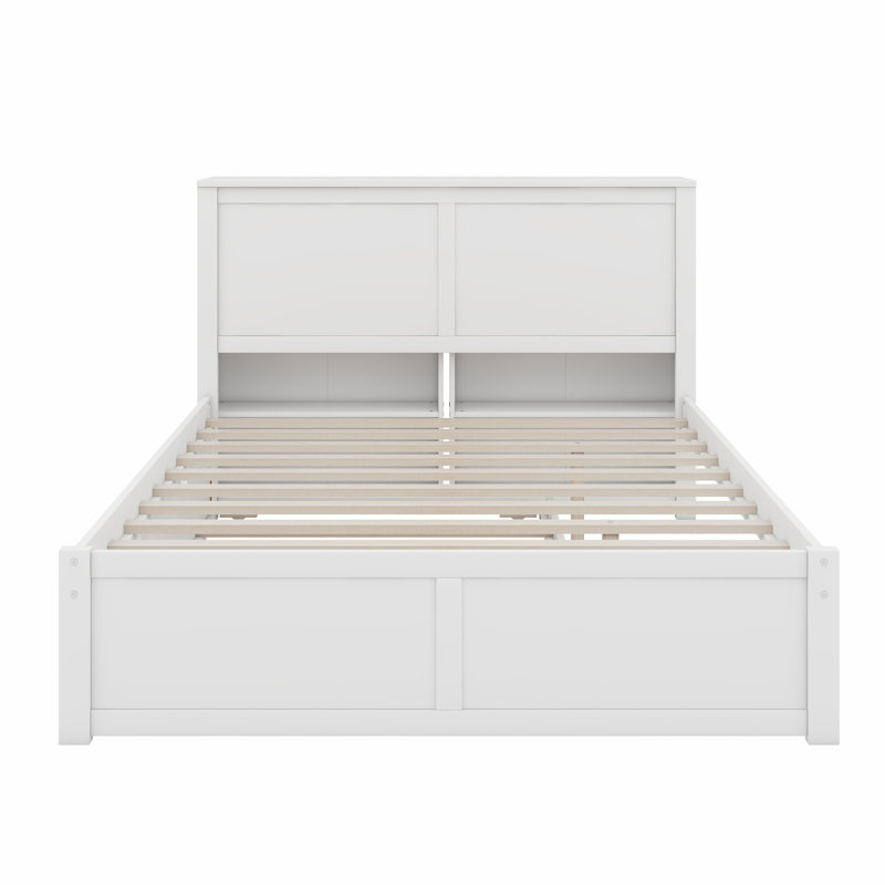 Lit plateforme avec rangement et tablettes gigognes, Double
