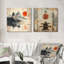Orange orange et gris «China Bones I» - art mural traditionnel, 2 pièces-964605138-964605149-964605151