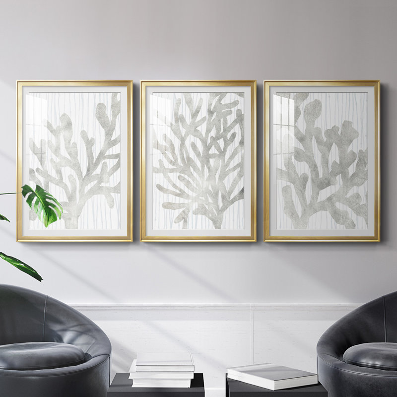 «Quiet Coral II», reproduction encadrée de qualité supérieure - prête à être accrochée, Cadre doré