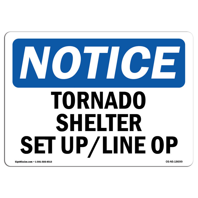 SignMission Tornado Shelter Set up Line Op Sign | Wayfair