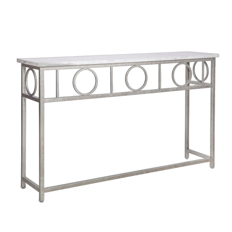 Hampton Console Table, Royal Silver, Carrera Marble