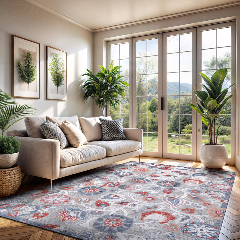 Tapis floral intérieur / extérieur, Rectangle de 10 pi x 14 pi