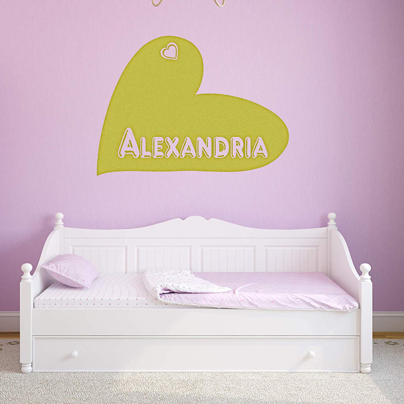 Décalcomanie murale personnalisée avec coeur Wheaton, H 13 po x l 17 po x P 0,01 po, Or, Oui