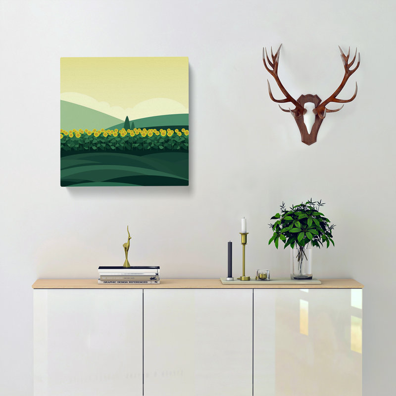 Sunflower Field Minimalism - No Frame Print, 50cm H x 50cm W x 3cm D