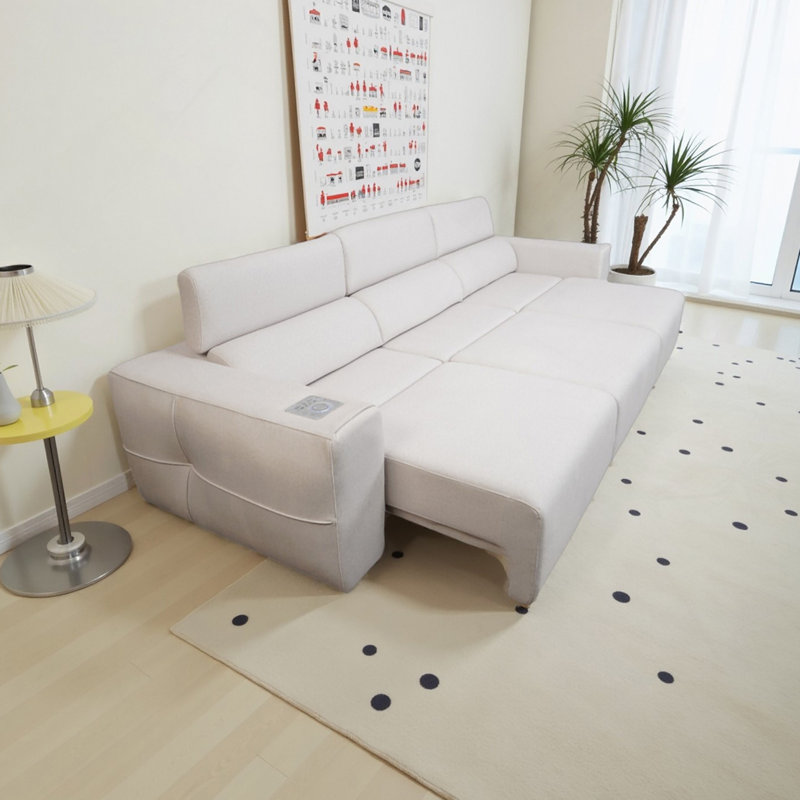 Canapé modulaire inclinable électrique avec audio Bluetooth, recharge sans fil et rangement intelligent pour les espaces de vie modernes.