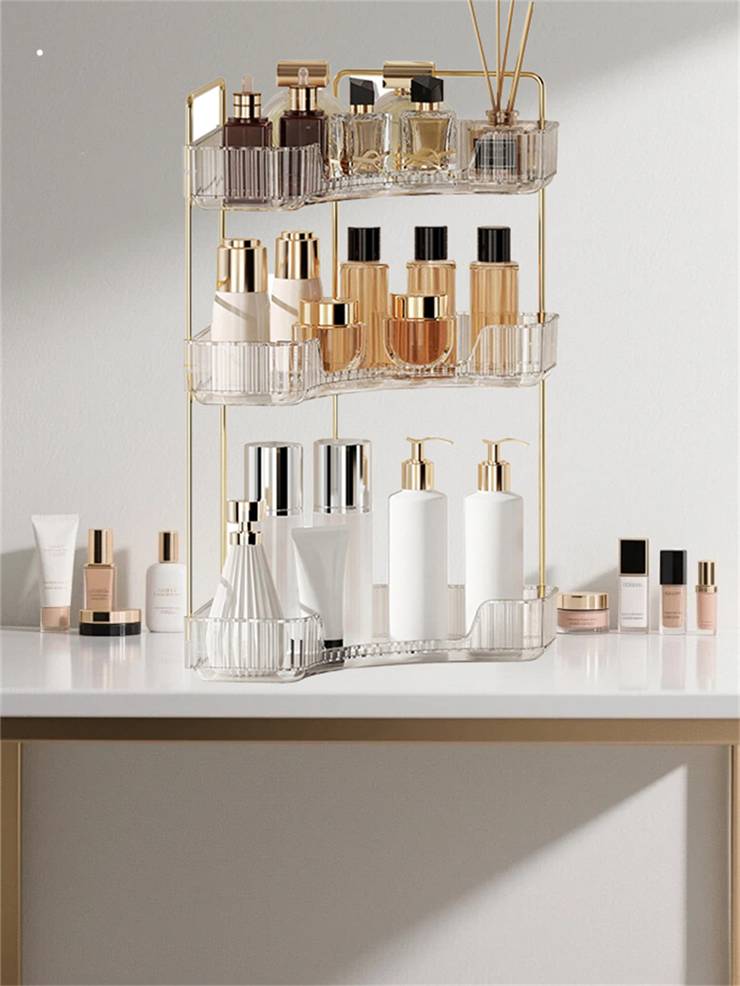 Beauty Table Rack Rebrilliant Bathroom Corner Counter Storage Rack, Dressing Table ...
