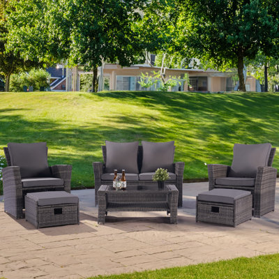 Wicker 6 - Person Patio Conversation Set