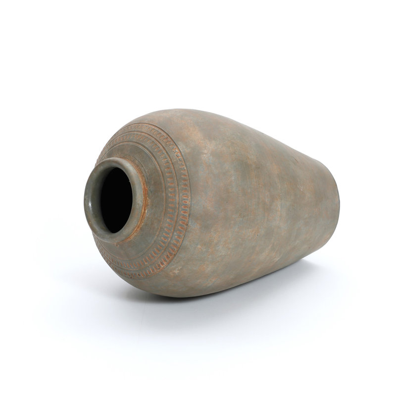 Rustic Brown Terracotta 14.6-Inch Tall Urn Vase