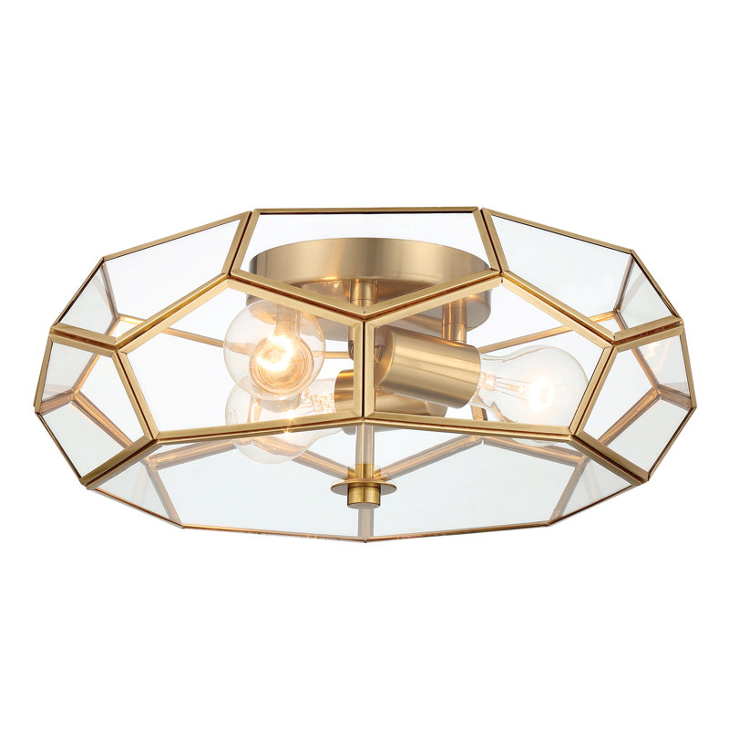 Anes 3 - Light 40cm Unique/Statement Geometric Flush Mount Light, Brass Dust