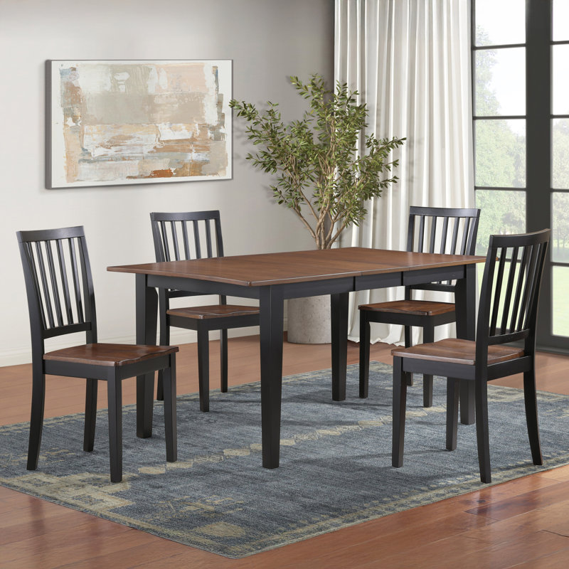 Joplin Solid Wood Extendable Dining Set, 5 Pieces: Table, 4 Chairs