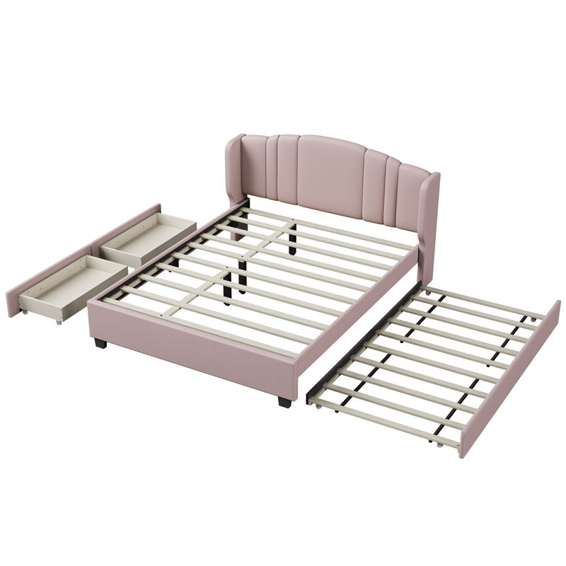 Qiwen Upholstered Platform Bed, Pink