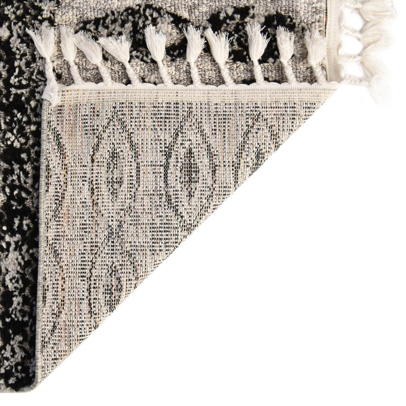 Tapis noir à motif géométrique Orlando, Rectangle 2 pi x 3 pi 2 po