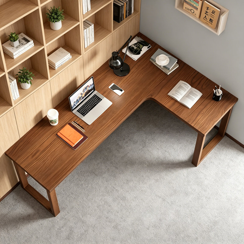 Simple Solid Wood Pine Nut-Brown Desk, 29.5" H x 70.87" W x 43.3" D