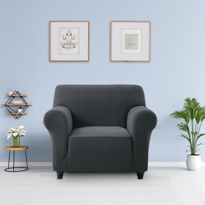 Premium Stretch Spandex Sofa Slipcover (Wrinkle-Free) , Black, 179cm H x 165cm W