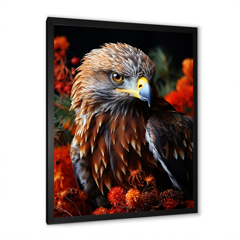Prismatic Majestic Bold Eagle I - reproduction sur toile, Cadre simple noir, H 40 po x l 30 po x P 1,5 po