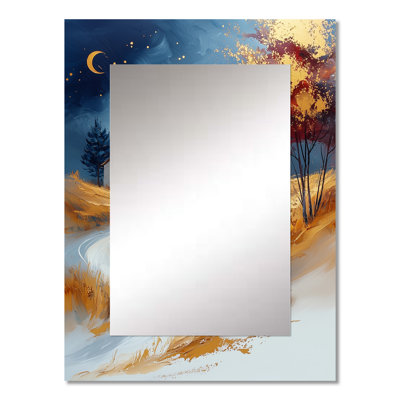 Gold Anatolian Landscape In Turkey II - Istanbul Decorative Wall Mirror, Industrial Large Mirror, Printed Metal Art