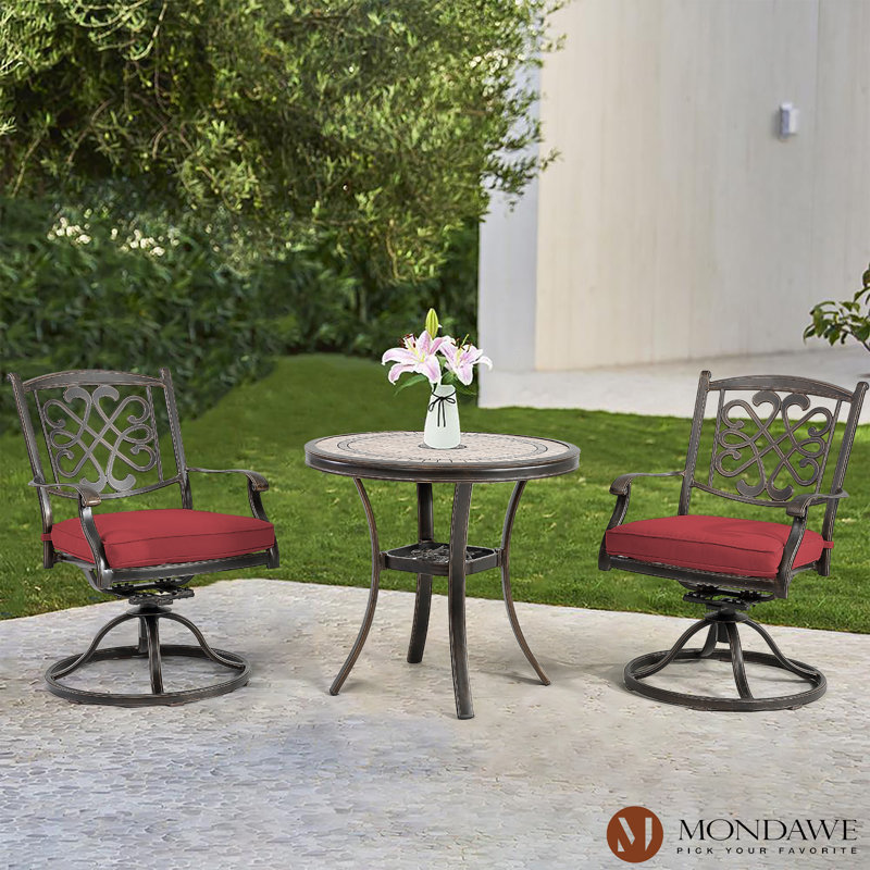 Ensemble de 2 chaises pivotantes en aluminium Anijha, Rouge