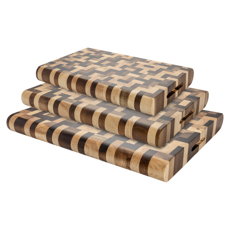 Rockingham Forge Multi-Wood Rectangular Curved Edge Chopping Board, 40cm L x 30cm W