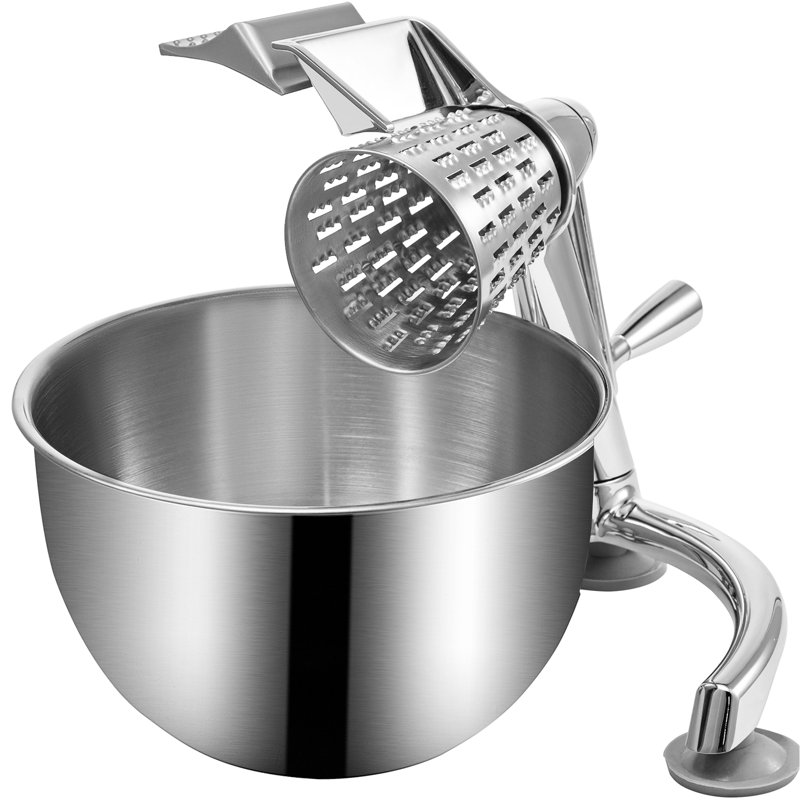 VEVOR Râpe à fromage rotative manuelle Mandoline à légumes 2,5 L bol 5 cônes de coupe