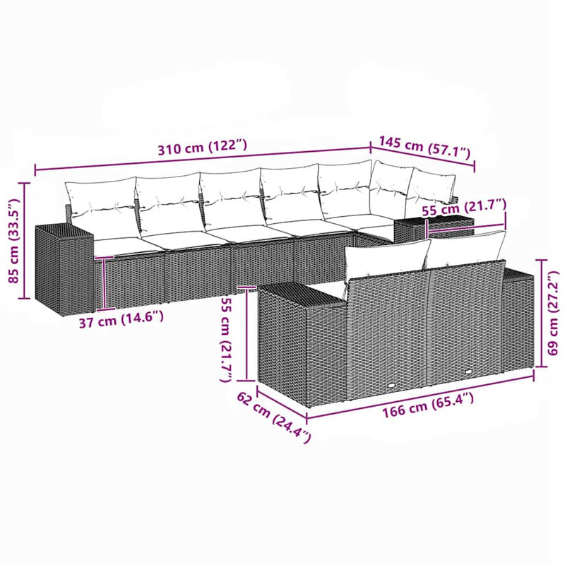 Ensemble de canapé de jardin Vidaxl