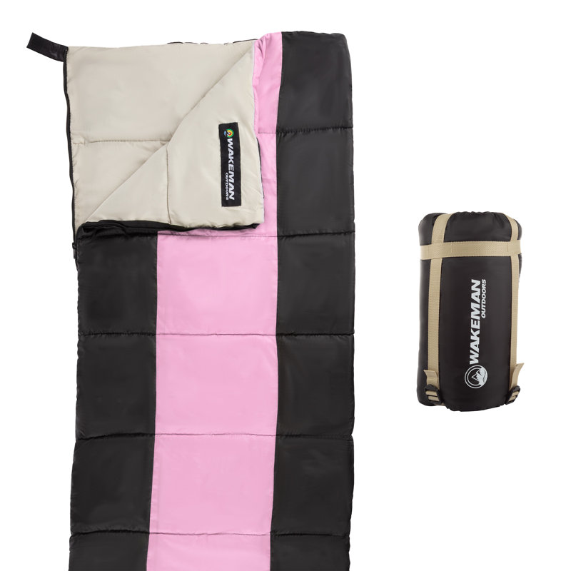 Sac de couchage léger - Sac de transport avec sangles de compression - Pour le camping par Wakeman Outdoor, Rose / noir