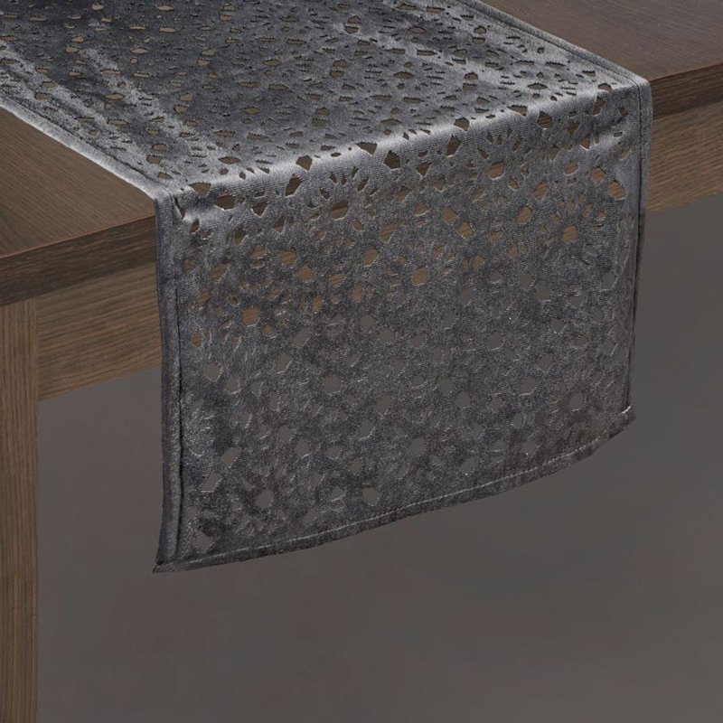 Solid Colour Table Runner, Steel, 33cm W x 140cm L