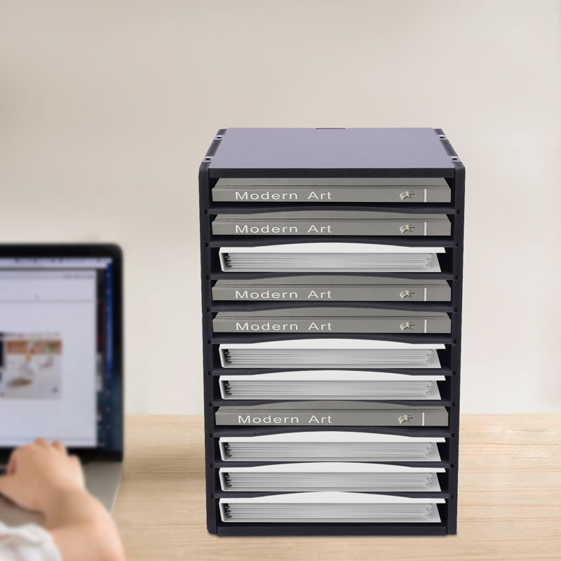 Hyeng 11-grid Adjustable Desktop File Organizer, Black