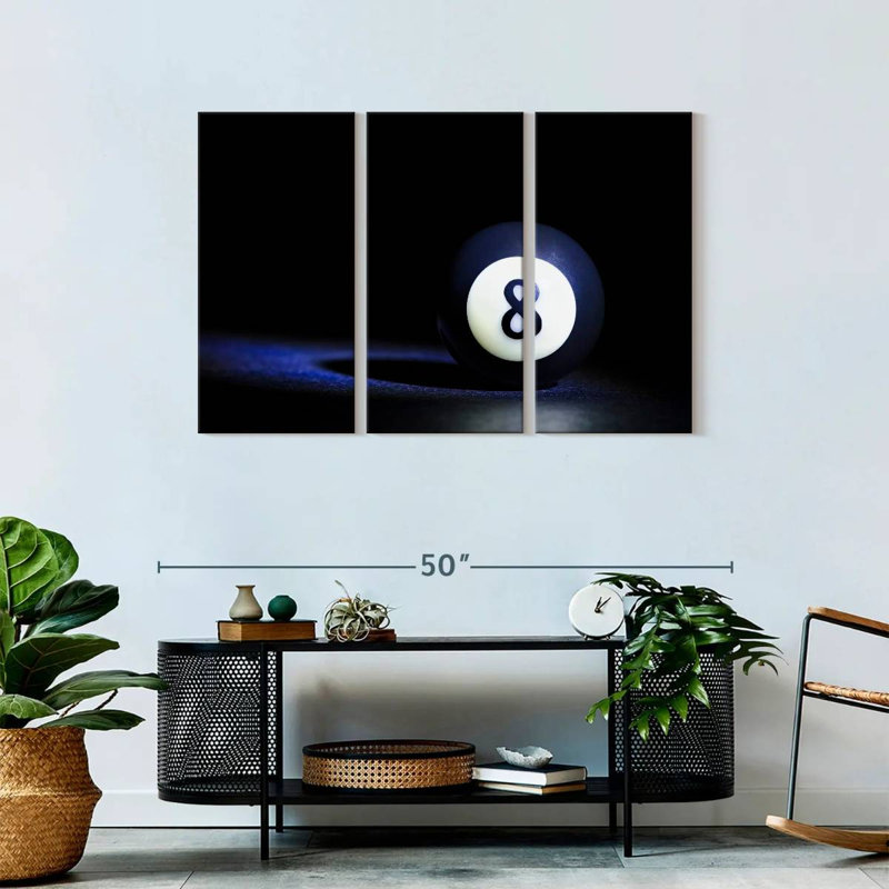 «8 Ball», 3 pièces sur toile, H 28 po x l 45 po x P 1,25 po