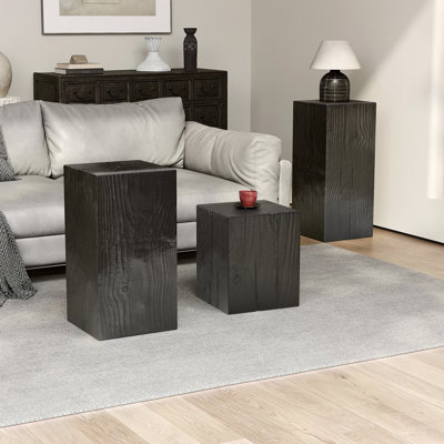 Ensemble de tables d'appoint de style rétro naturel, tables de bout empilables, table d'appoint Mgo à colonne carrée pour le salon, la chambre à coucher et le bureau