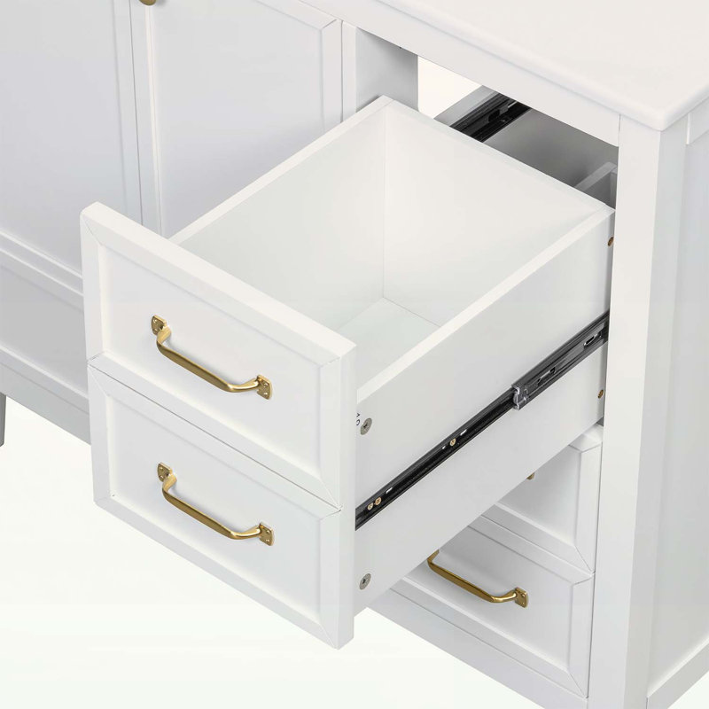 Meuble-lavabo élégant avec lavabo, portes à fermeture douce, 4 tiroirs, structure en bois, pour les salles de bain modernes