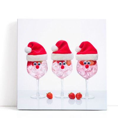 «Glass of Gin with Santa Hat», reproduction d'art sur toile