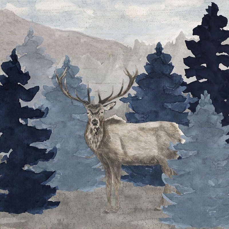 «Union Rustic Reed», art sur toile tendue par Tara Gallery, scène de Blue Cliff Mountains III-Elk, H 28 po x l 28 po