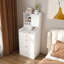 Coiffeuse 3 en 1 avec miroir à DEL et tabouret de rangement - coiffeuse de maquillage compacte avec 4 tiroirs, armoire de rangement et tabouret caché, panneau de densité blanc, bibliothèque ouverte pour l'organisation de la chambre à coucher