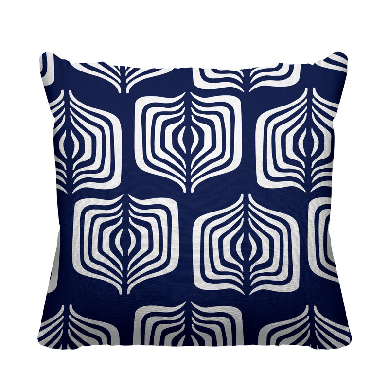 Dale Abstract Outdoor Reversible Throw Pillow, 15H" x 15W", Navy Blue