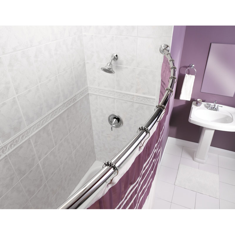 60" Curved Fixed Shower Curtain Rod, Chrome