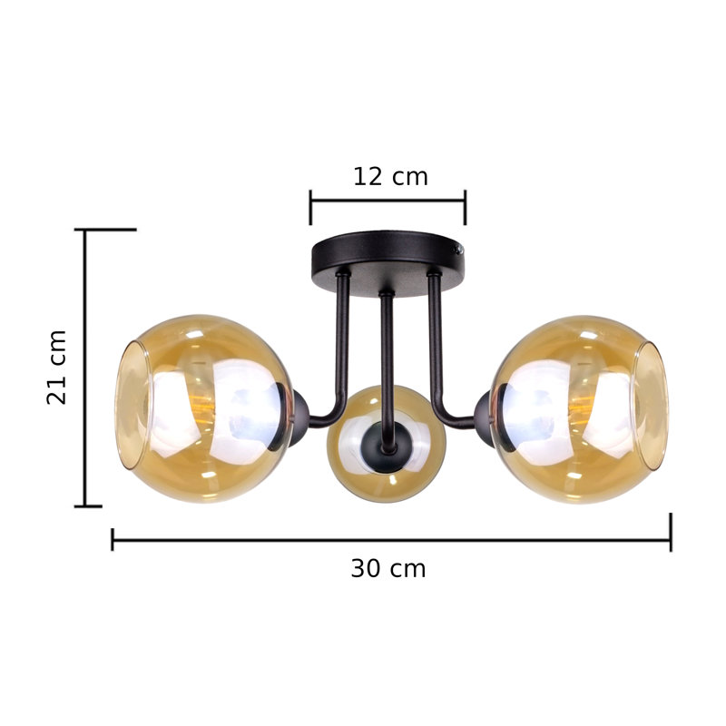 Glass Semi Flush Mount, Black