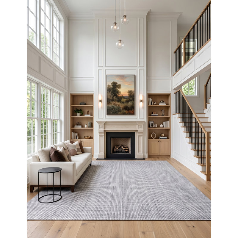 Marut Drop Hand Loomed Area Rug in Light Gray, Rectangle 5' x 8'