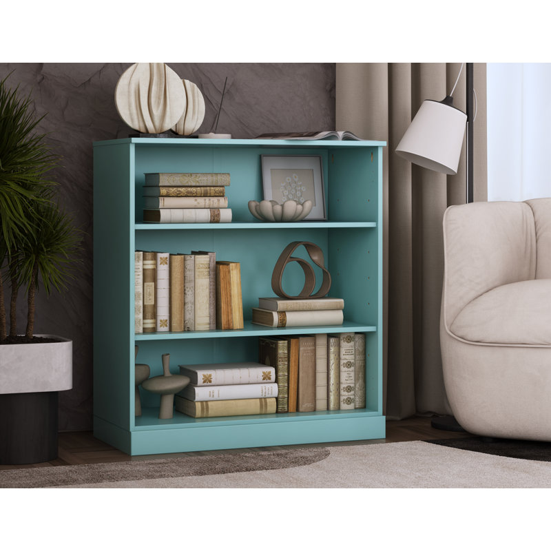 Bibliothèque 100% bois massif 3 pièces Palace Imports, Bleu aqua