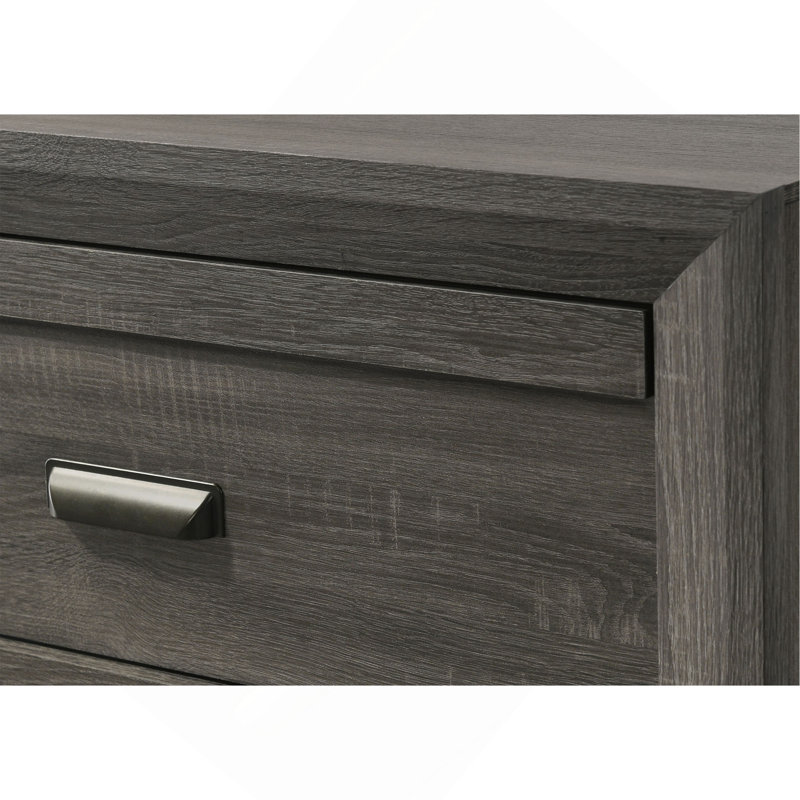 Meuble de chambre à coucher 1 tiroir rustique contemporain à cinq tiroirs de rangement, Gris