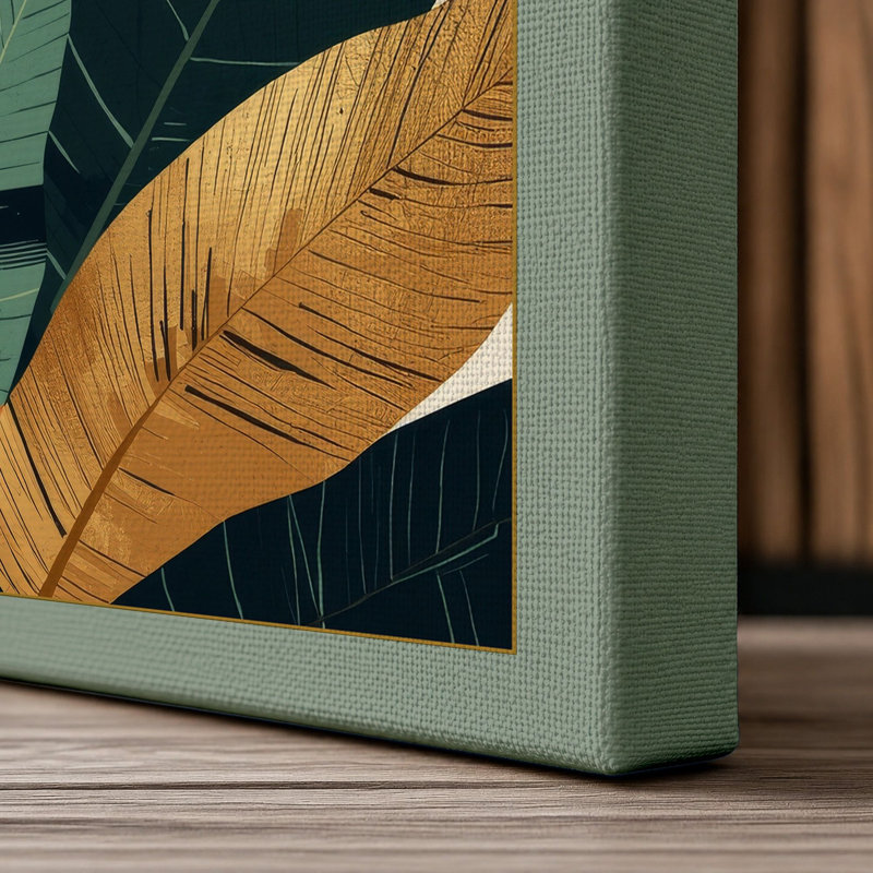 Tropical Leaf Arrangement Botanical - Wrapped Canvas, 18x12 - 45.7 x 30.5 cm, Sage Border