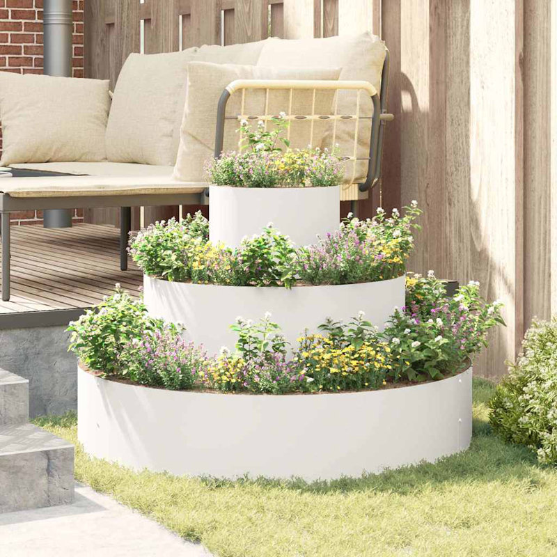 Garden Planter Anthracite 20 Cm Steel, 20cmH x 90cmW x 90cmD, White