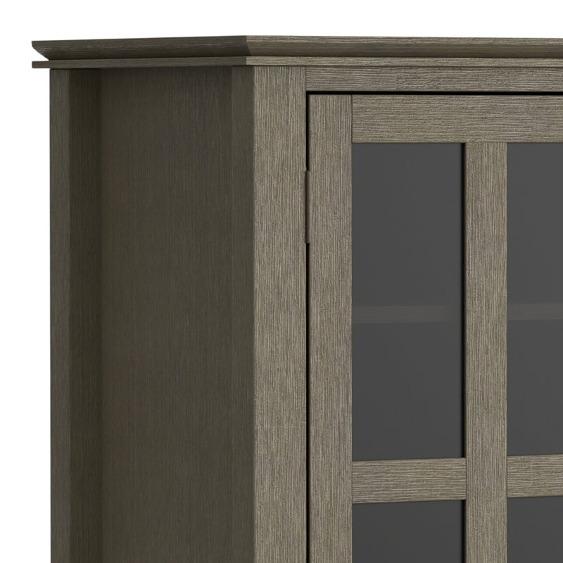 Farmhouse Grey Tall TV Media Stand with Tempered Glass Top