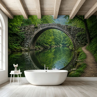 Peel and Stick Wallpaper Wall Mural Rakotz bridge Rakotzbrucke known s Bridge Kromlau Reflection water Wall Art Self Adhesive and Removable