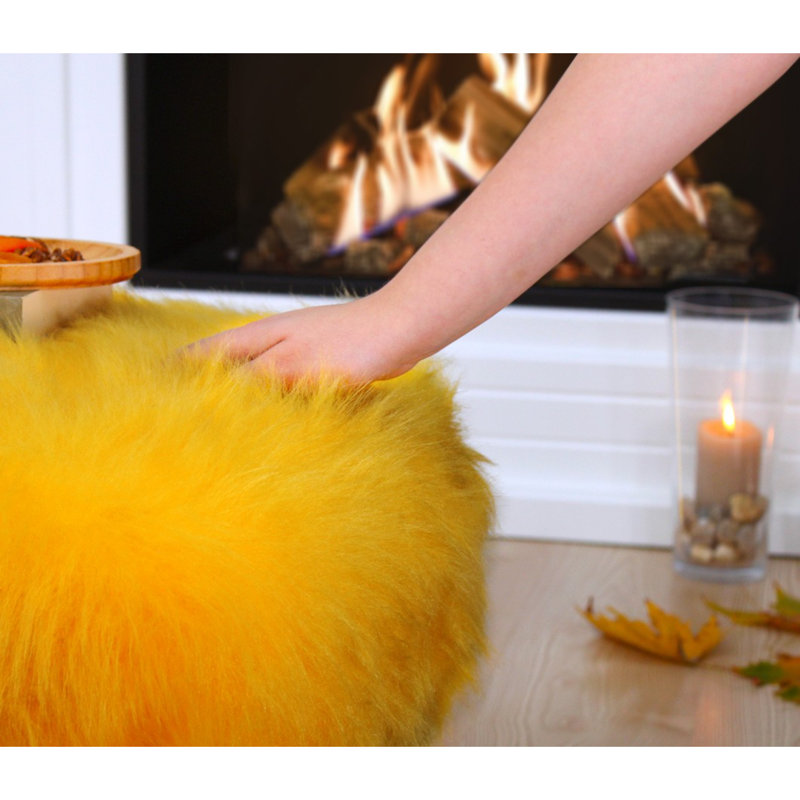 Repose-pieds de cocktail rectangulaire 19,7 po Alailah, 100 % polyester jaune