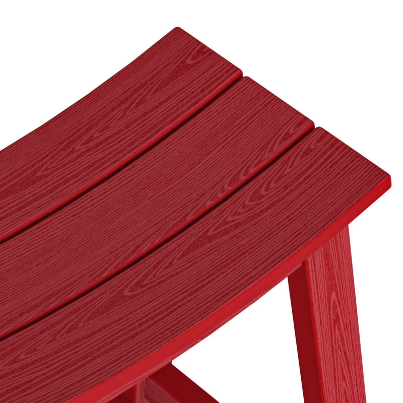 Wood-Look HDPE Bar Stool, Red