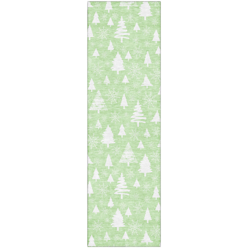 Premium Machine Washable Dockside AMF1815 Christmas Trees Rug, Runner 2'3" x 7'6"